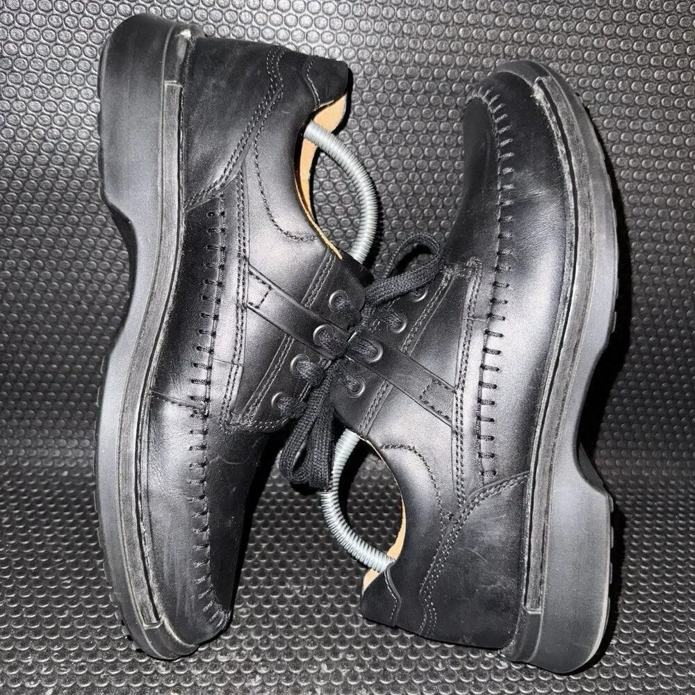 Ecco Fusion Moc Toe Oxford Black Leather Shoes Sneakers Mens Size 7 (41)